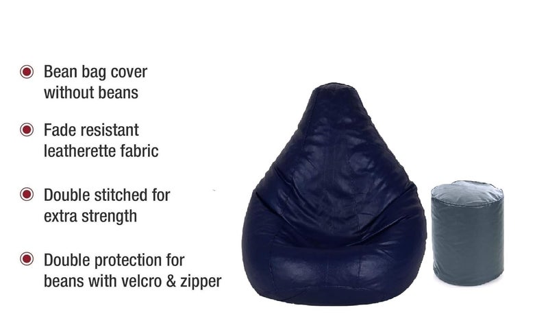 TRUE 2 F Large Teardrop Bean Bag Cover Foot Stool Only Without Beans NavyBlue L - Image 4