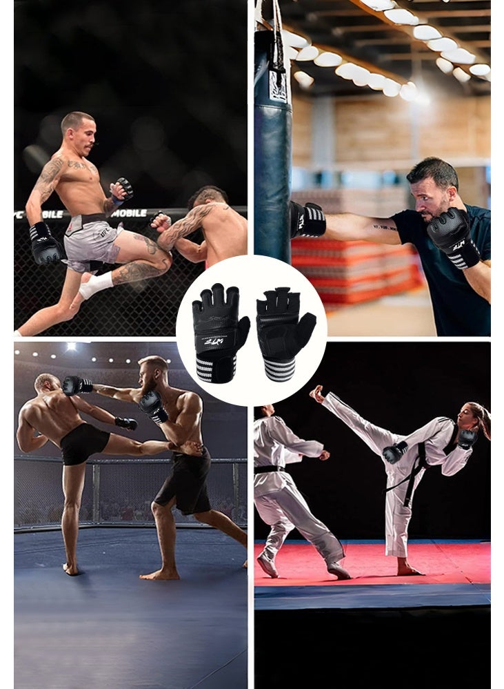 0TO1 TECH Half Finger Boxing Gloves | PU Leather for MMA, Kickboxing & Muay Thai | Adjustable Wrist Support | Breathable & Protective | Perfect for Post-Ramadan Saudi Fitness - Image 5