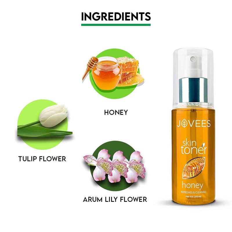 JOVEES Herbal Honey Toner for Hydrate and Glowing skin Pore Tightening Brightening Toner Face Mist For Normal to Dry Skin Paraben Alcohol And Chemical Free 200ml - Image 3