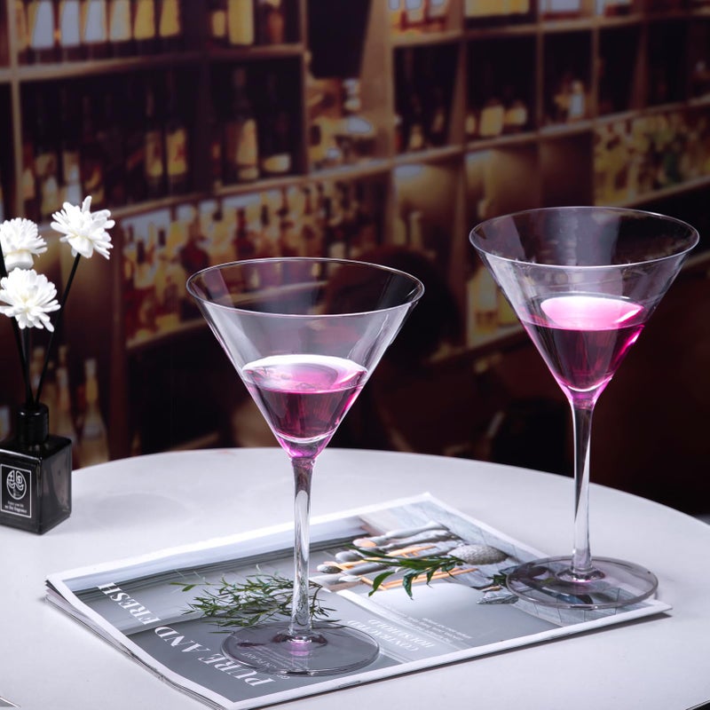 BACLIFE Handblown Crystal Martini Glasses Set of 4-9.5 oz Coupe Glass Set with Stem - Elegant Cocktail Glasses for Bar, Margarita, Cosmopolitan, Manhattan, Gimlet - Unique Gift for Motherâ€™s Day - Image 4