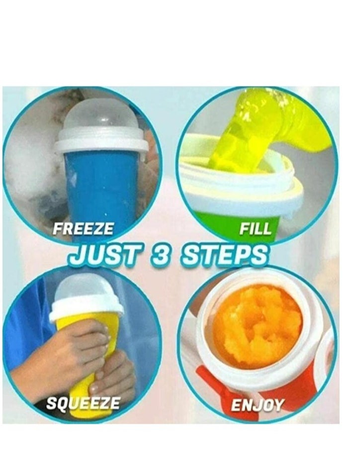 Magic Slushy Maker Squeeze Cup, Portable Silica Freeze Mug for Milkshake Slush and Ice Cream Smoothie, Quick Frozen Smoothies Slushy Ice Cream Maker with Dome Lids