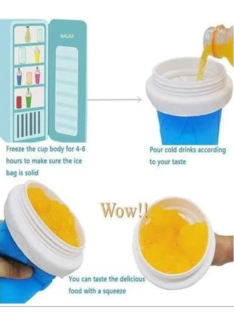 Magic Slushy Maker Squeeze Cup, Portable Silica Freeze Mug for Milkshake Slush and Ice Cream Smoothie, Quick Frozen Smoothies Slushy Ice Cream Maker with Dome Lids