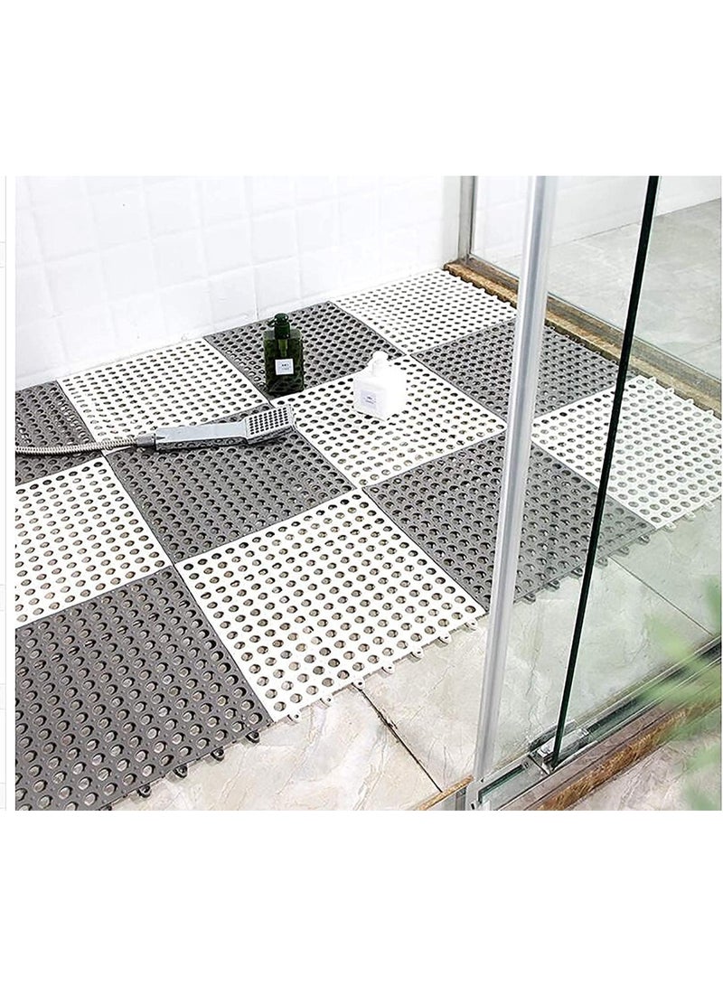 12 Pcs Interlocking Non Slip Drainage Floor Tiles, Soft Pvc Bath Shower Floor Mat, Drainage Mat, Easy to Install, for Bathroom, Kitchen, Pool, Wet Areas, 11.8 X 11.8 Inch - Image 3