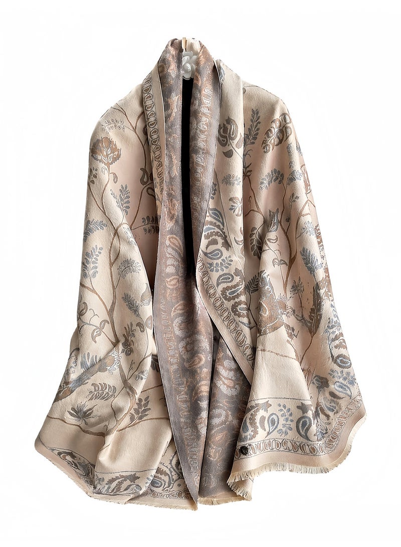 Thurila Two Tone Women's cashmere Shawl Wraps, 60 * 185cm , Scarf Wrap for Evening Dress, Winter Thick Warm Knitted Scarf Blanket, Front-Open Poncho Cape for Traveling, Wedding Party, Home, Office - Image 2