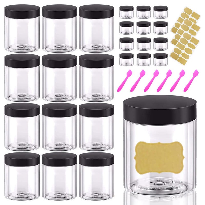 AMORIX 8oz Plastic Jars with Lids 8 oz Plastic Containers with Lids + 20g Sample Containers (Set of 24) Airtight Container for Lip Scrub, Body Butters, Cream, Slime, Craft Storage - Image 1