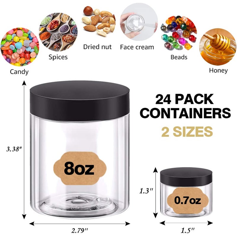 AMORIX 8oz Plastic Jars with Lids 8 oz Plastic Containers with Lids + 20g Sample Containers (Set of 24) Airtight Container for Lip Scrub, Body Butters, Cream, Slime, Craft Storage - Image 3