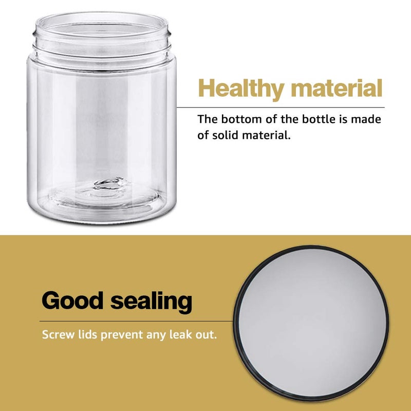 AMORIX 8oz Plastic Jars with Lids 8 oz Plastic Containers with Lids + 20g Sample Containers (Set of 24) Airtight Container for Lip Scrub, Body Butters, Cream, Slime, Craft Storage - Image 5