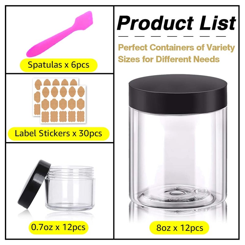 AMORIX 8oz Plastic Jars with Lids 8 oz Plastic Containers with Lids + 20g Sample Containers (Set of 24) Airtight Container for Lip Scrub, Body Butters, Cream, Slime, Craft Storage - Image 2