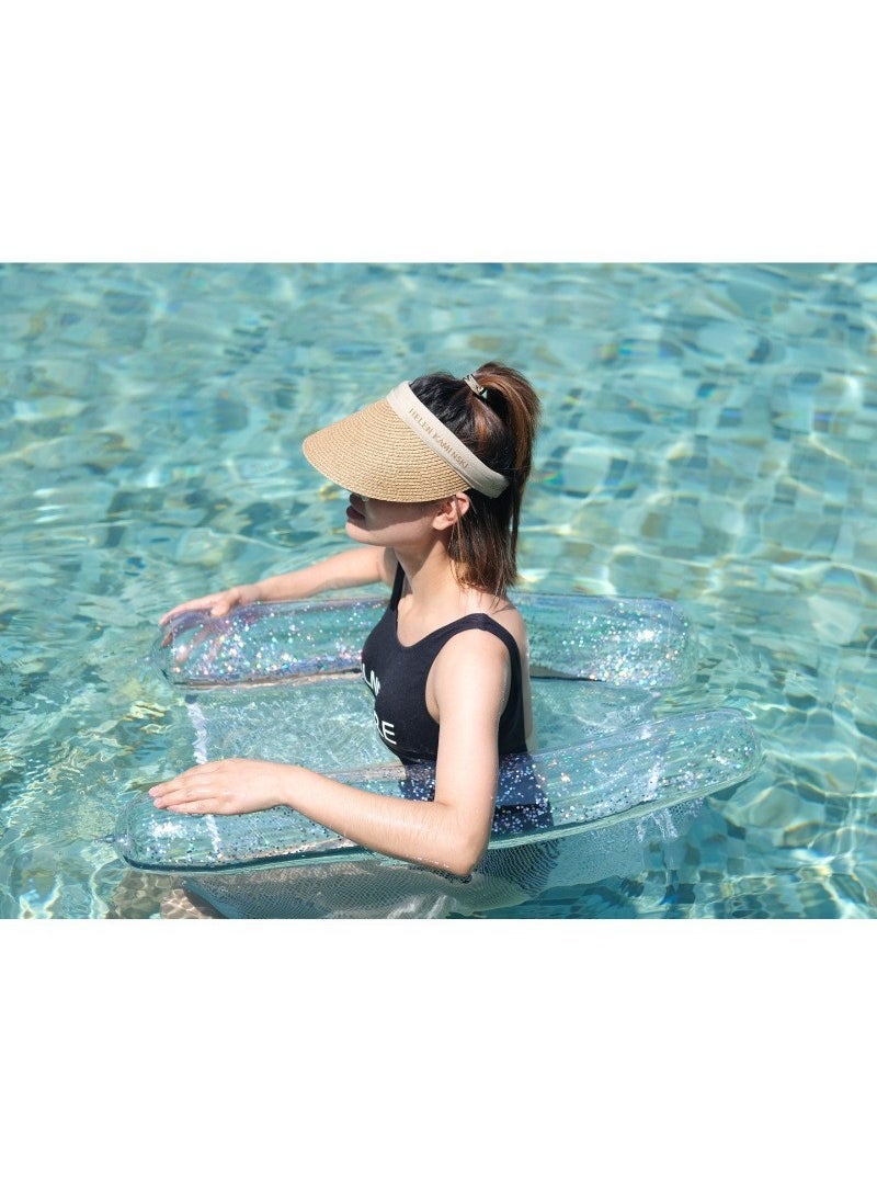 Generic Factory hot sale PVC water transparent recliner foldable inflatable hammock with sequins floating row adult recliner cross border - Image 2