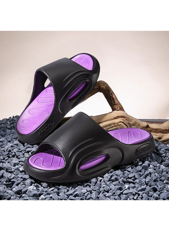 Renben Slippers For Men And Women, Couples Thick-soled Home Bathroom Shower Sports Outdoor Sandals 20007 Black Purple 36-37 - Image 1