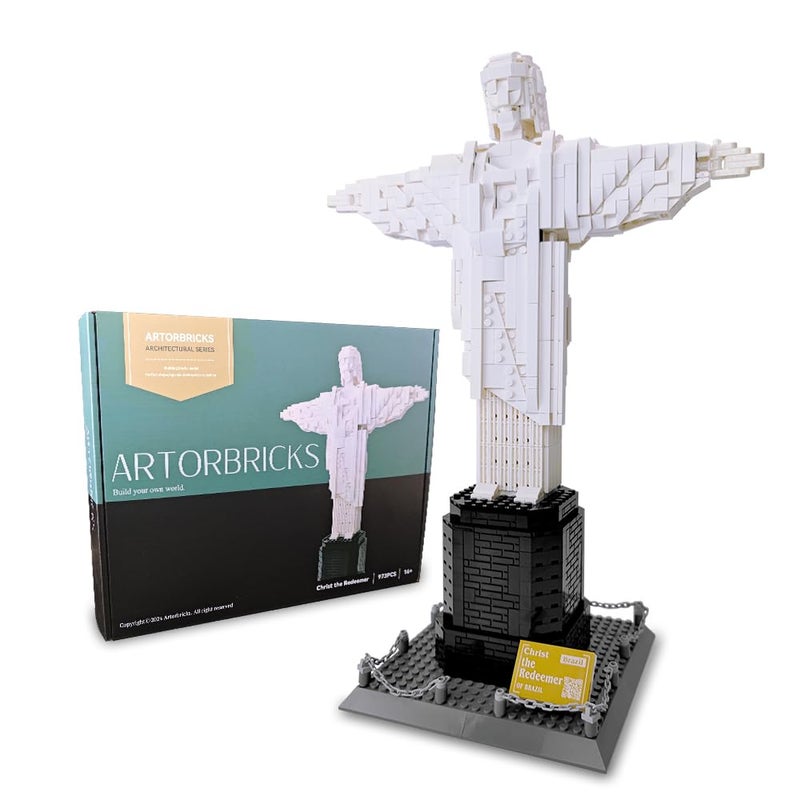 ArtorBricks Christ The Redeemer Building Set, 973 Pcs Large Scale Architecture Model Kit for Adults, Gift Idea, 7" W x 16.7" H Display Statue - Image 1