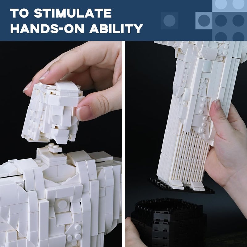 ArtorBricks Christ The Redeemer Building Set, 973 Pcs Large Scale Architecture Model Kit for Adults, Gift Idea, 7" W x 16.7" H Display Statue - Image 4