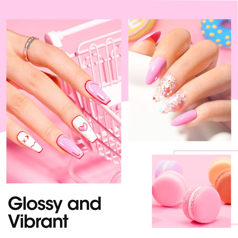 Gellen Pink Gel Nail Polish, 18ML 1Pc Pink Purple Gel Polish Soak off UV LED Nail Lamp Pink Nail Polish for Spring Summer Salon DIY Nail Art Manicure at Home Holiday Gift for Women, 0.61 Fl Oz - Image 4