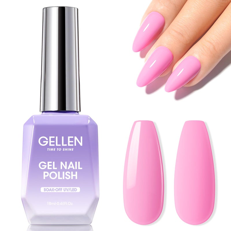 Gellen Pink Gel Nail Polish, 18ML 1Pc Pink Purple Gel Polish Soak off UV LED Nail Lamp Pink Nail Polish for Spring Summer Salon DIY Nail Art Manicure at Home Holiday Gift for Women, 0.61 Fl Oz - Image 1