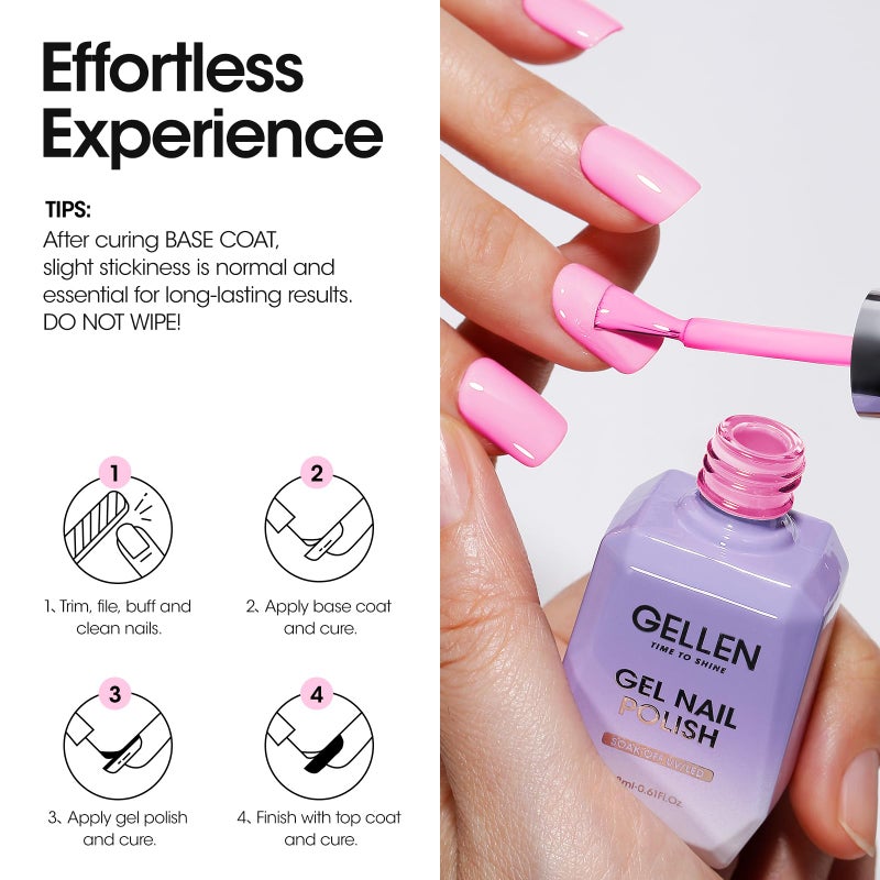 Gellen Pink Gel Nail Polish, 18ML 1Pc Pink Purple Gel Polish Soak off UV LED Nail Lamp Pink Nail Polish for Spring Summer Salon DIY Nail Art Manicure at Home Holiday Gift for Women, 0.61 Fl Oz - Image 5