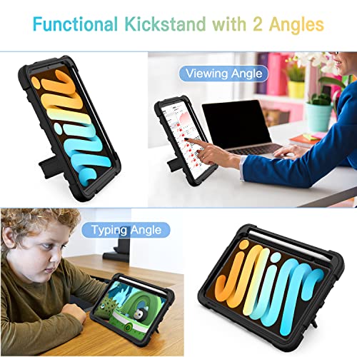 Azzsy Case for iPad mini 7 A17 Pro 2024 / iPad mini 6 2021 8.3 Inch, Heavy Duty Shockproof Rugged Protective Case for iPad mini 7th/6th Generation 8.3", Black - Image 3