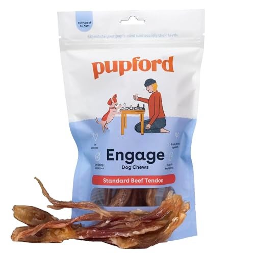 Pupford Standard Beef Tendon Chews for Dogs Puppies AllNatural Dog Chew with Glucosamine for Joint Health LongLasting Toy Great for Teething 10 Count - Image 1