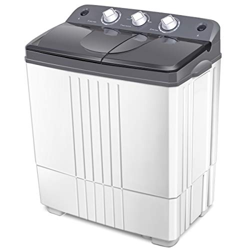 Giantex Portable Washing Machine, 20lbs Capacity, 12lbs Washer and 8lbs Spinner, Compact for Apartment RV, Gray & White, GX20313-PE - Image 1