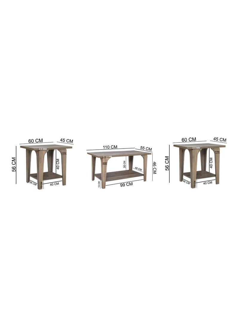 AFT 3-Piece Living Room center / coffee Table Set – Large Center Table with 2 Accent Tables – Modern Design & Versatile Functionality. Spacious Center Table & 2 Stylish Side Tables – Perfect for Any Décor. (Dark Walnut Brown) Arfan  - Image 4
