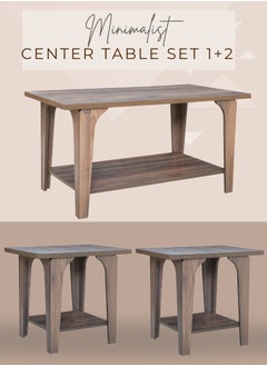 AFT 3-Piece Living Room center / coffee Table Set – Large Center Table with 2 Accent Tables – Modern Design & Versatile Functionality. Spacious Center Table & 2 Stylish Side Tables – Perfect for Any Décor. (Dark Walnut Brown) Arfan  - Image 1