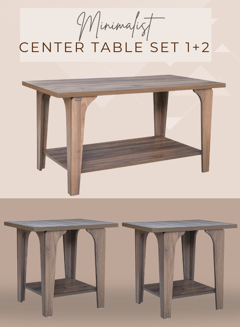 AFT 3-Piece Living Room center / coffee Table Set – Large Center Table with 2 Accent Tables – Modern Design & Versatile Functionality. Spacious Center Table & 2 Stylish Side Tables – Perfect for Any Décor. (Dark Walnut Brown) Arfan  - Image 1