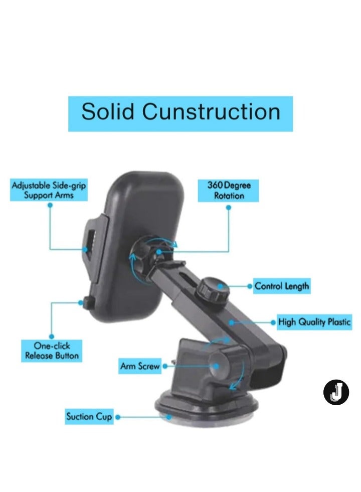 JAJEEK "NEW Universal 3-in-1 Car Phone Holder – Adjustable Mount for Dashboard, Windshield & Air Vent, Strong Suction Cup, Compatible with All Smartphones & Tablets" - Image 4