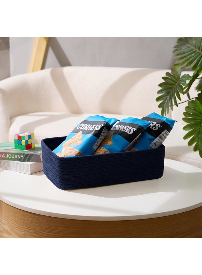 MiniArk Large Shallow Organizing Baskets 15x11x5.1 Inches - Rope Woven Storage Bins for Bathroom, Shelves, Cube Closet, Navy Blue 2 Packs - Image 5