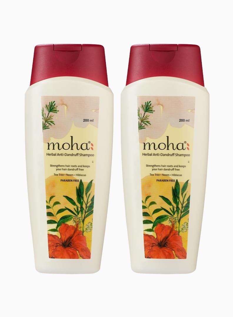 moha Anti Dandruff Shampoo For Men and Women With Perfect Blend Of Hibiscus and Tea Tree Oil  Hair Shampoo For flakes  For All Types 400 ML 200ML X 2 - Image 1