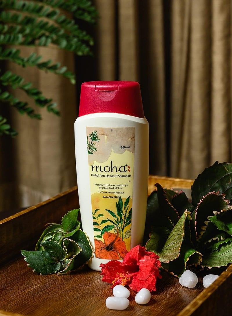 moha Anti Dandruff Shampoo For Men and Women With Perfect Blend Of Hibiscus and Tea Tree Oil  Hair Shampoo For flakes  For All Types 400 ML 200ML X 2 - Image 2