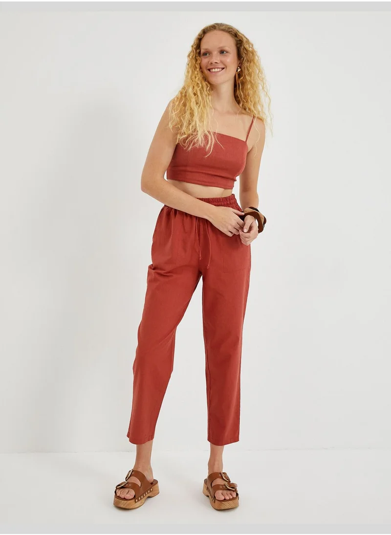 KOTON Drawstring Linen Trousers