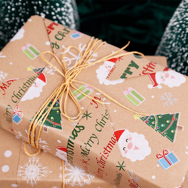 'S New Large Size Roll Christmas Gift Wrapping Paper Double-Sided Gift Wrapping Paper Retro Cowhide - Image 5