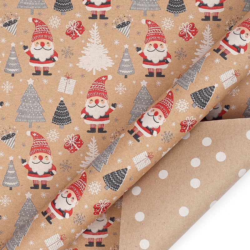 'S New Large Size Roll Christmas Gift Wrapping Paper Double-Sided Gift Wrapping Paper Retro Cowhide - Image 1