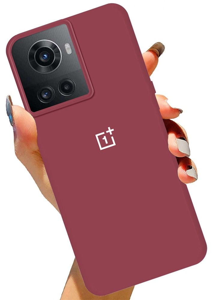 CATANES OnePlus 10R Case Silicone Cover Soft and Durable Comfortable to Grip Soft Flexible Rubber Protective Case Maroon - Image 2