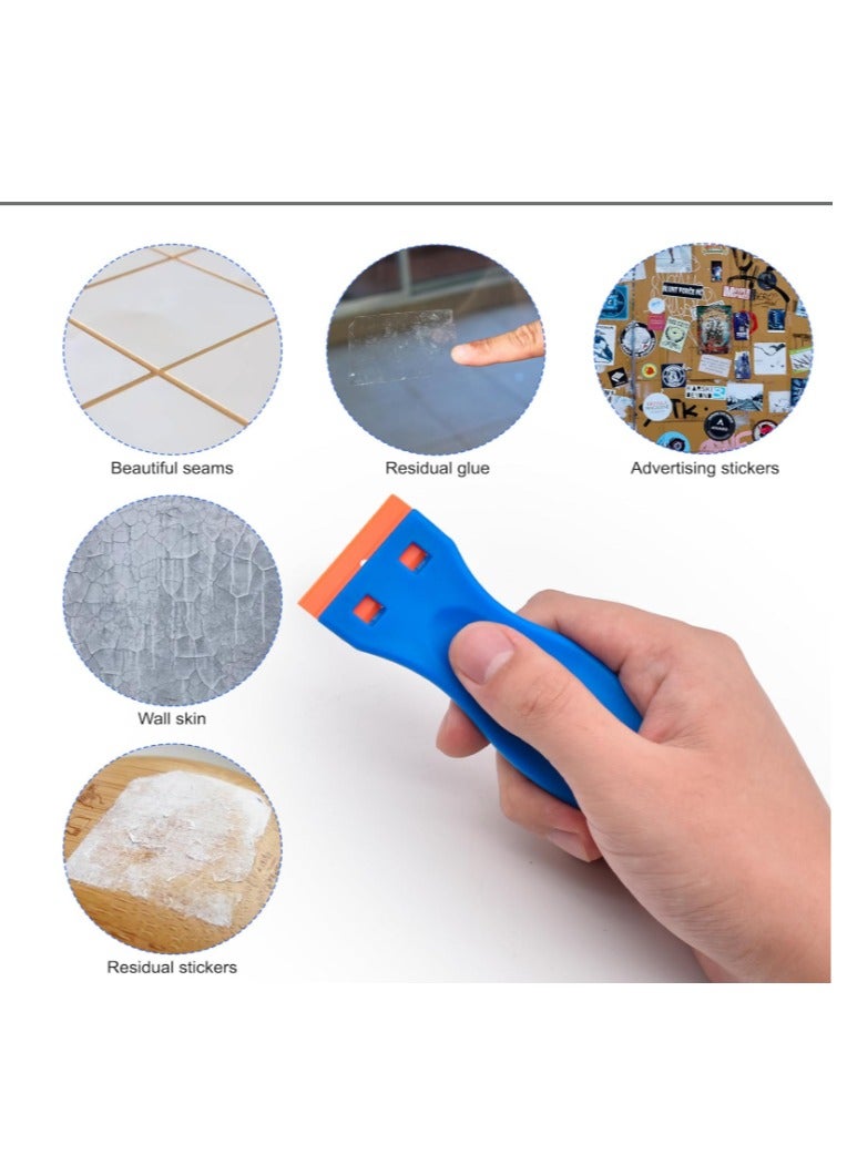 Yakumuz 2 Pcs Plastic Razor Blade Scraper and 12 Pcs Blades, Yakumuz Remove Label Decal Tool,Forwithout Scratches Plastic Razor Blade Scraper, Adhesive Remover for Kitchen Appliances,Stickers and Paints on Window  - Image 5