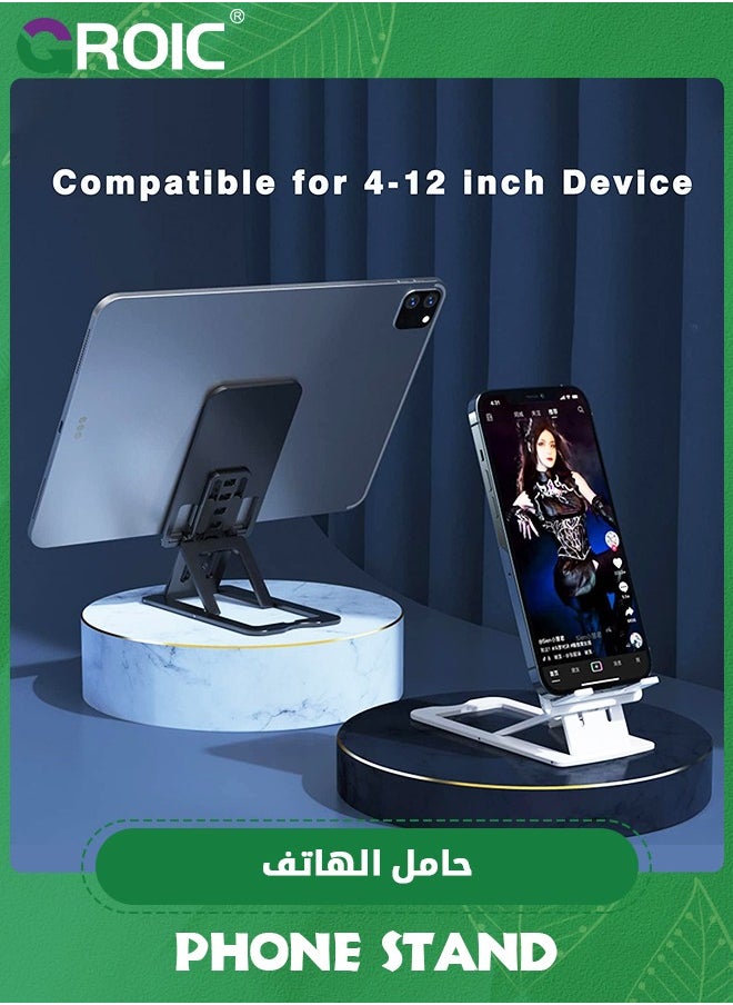 GROIC - Cell Phone Stand, Aluminum Phone Stand for Desk, Adjustable Mobile Phone Stand for Desk, Case Friendly Compatible with All Mobile Phone/iPad/Kindle/Tablet Phone Dock - Image 1