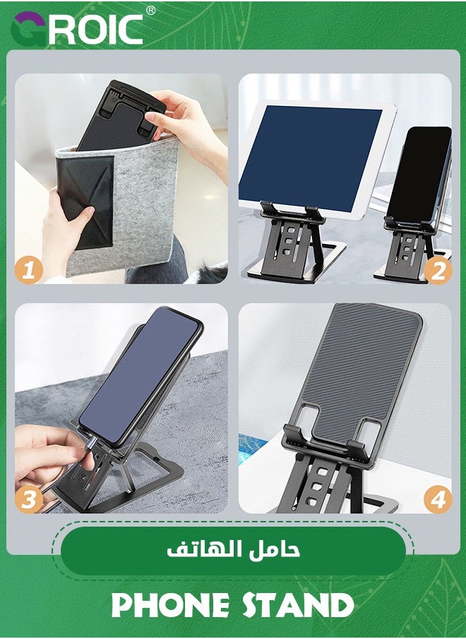 GROIC - Cell Phone Stand, Aluminum Phone Stand for Desk, Adjustable Mobile Phone Stand for Desk, Case Friendly Compatible with All Mobile Phone/iPad/Kindle/Tablet Phone Dock - Image 1