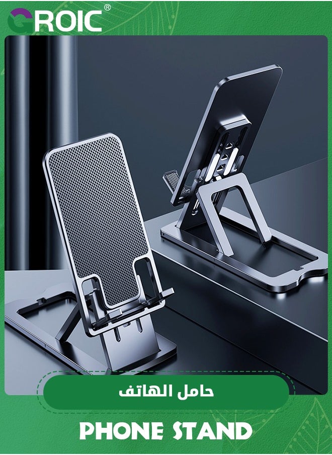 GROIC - Cell Phone Stand, Aluminum Phone Stand for Desk, Adjustable Mobile Phone Stand for Desk, Case Friendly Compatible with All Mobile Phone/iPad/Kindle/Tablet Phone Dock - Image 1