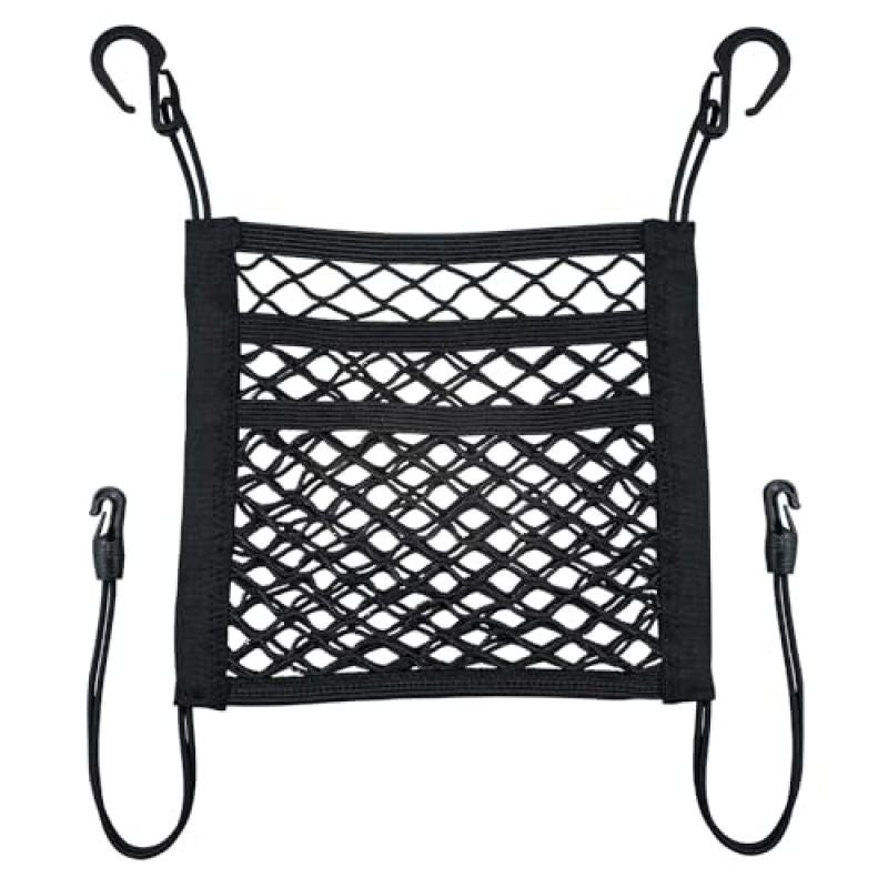 Car Net Organizer 30 x 27 Cm 3-Tier Mesh Design - Built-In Barrier For Kids And Pets Black Car Seat Net For SUV And Van - Image 1