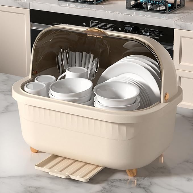 MAPPLE CREATION Kitchen Bowl and Dish Storage Rack with Lid Household Large Capacity Tableware Storage Box Dustproof Storage Container Household Storage and Organization for Kitchen Bedroom Home - Image 1