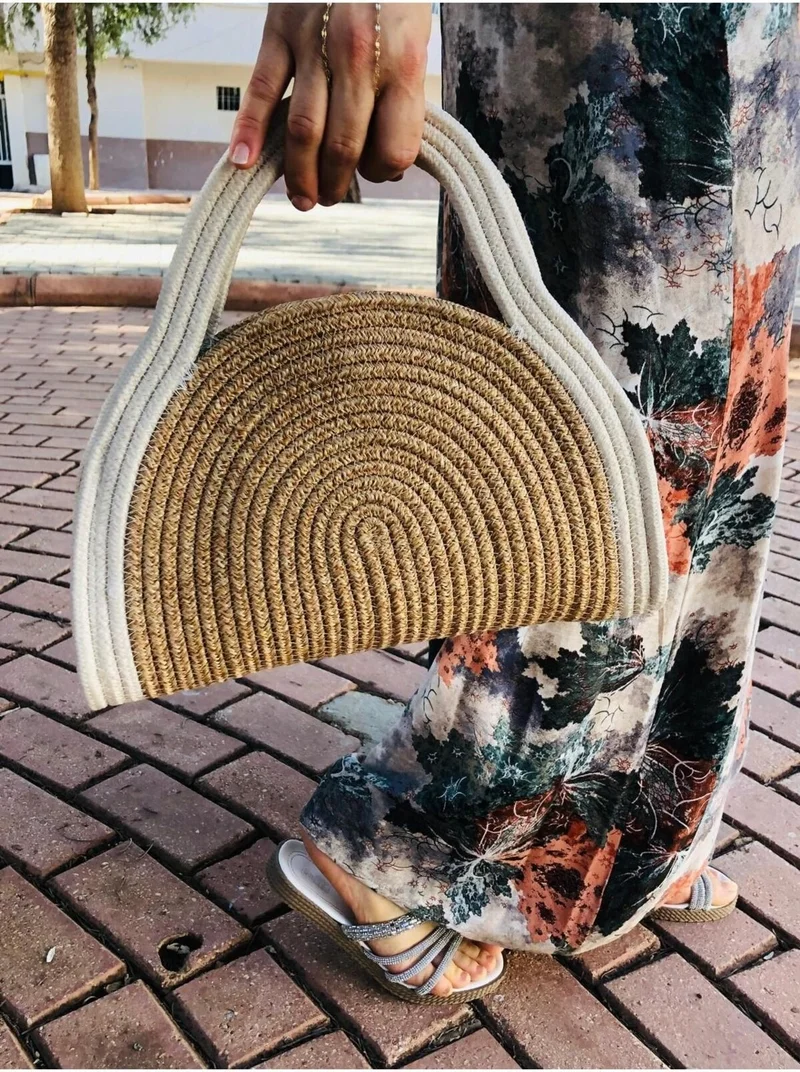 بدز ديري BDZ Leather Rose' Mini Clutch Bag Jute Decorative Women's Bag Bohemian Style Bag