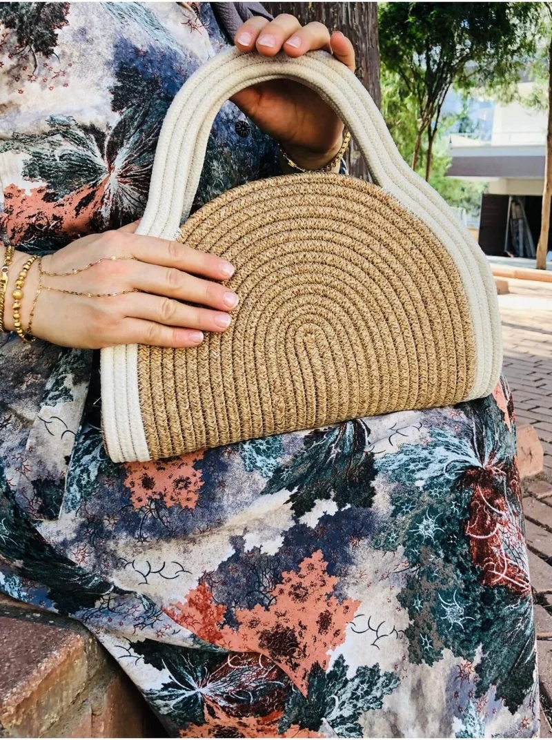 بدز ديري BDZ Leather Rose' Mini Clutch Bag Jute Decorative Women's Bag Bohemian Style Bag