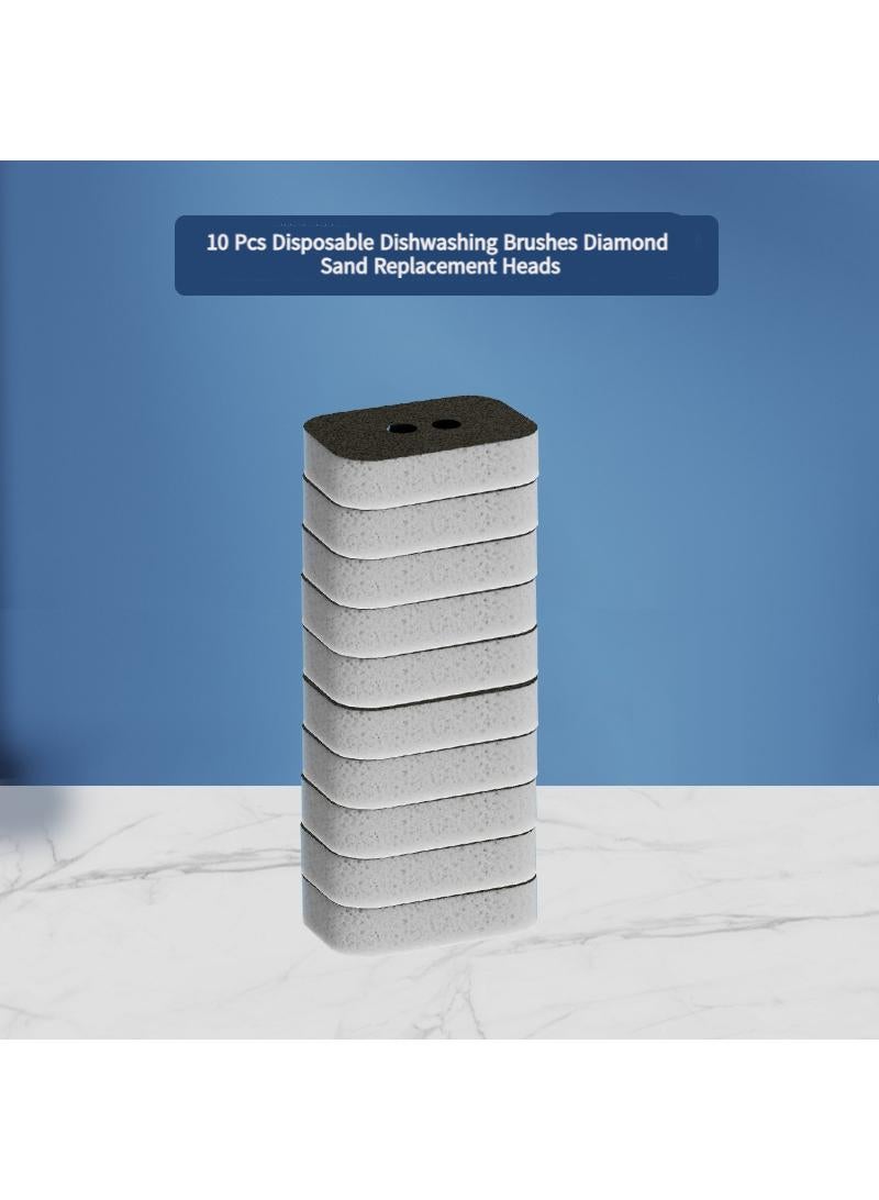 General 10 Pcs Disposable Dishwashing Brushes Diamond Sand Replacement Heads  - Image 1