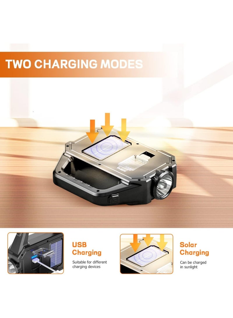 مصباح يدوي يعمل بالطاقة الشمسية، 6 أوضاع إضاءة متعددة الوظائف قابلة لإعادة الشحن، كشاف LED فائق السطوع مع كابل USB، كشاف محمول خفيف الوزن ومقاوم للماء لحالات الطوارئ في التخييم في الهواء الطلق - Image 2