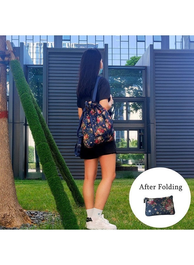 SHIDHMI New Foldable Large Capacity Travel Backpack, Foldable Large Capacity Travel Backpack, Packable Drawstring Backpack, Outdoor Travel Business Travel Storage and Use Bags (BLUE FLOWER) - Image 4