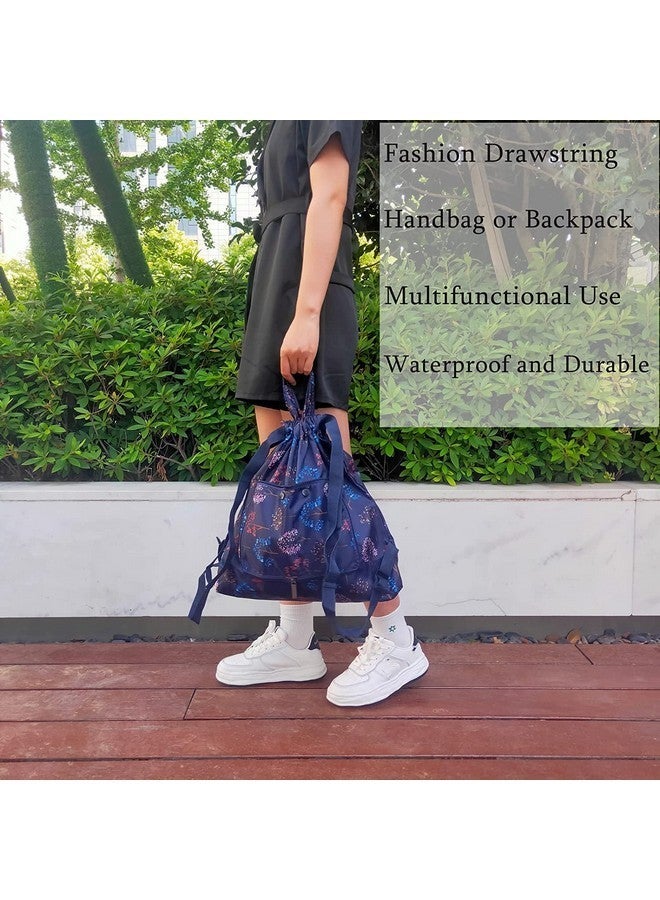 SHIDHMI New Foldable Large Capacity Travel Backpack, Foldable Large Capacity Travel Backpack, Packable Drawstring Backpack, Outdoor Travel Business Travel Storage and Use Bags (BLUE FLOWER) - Image 5