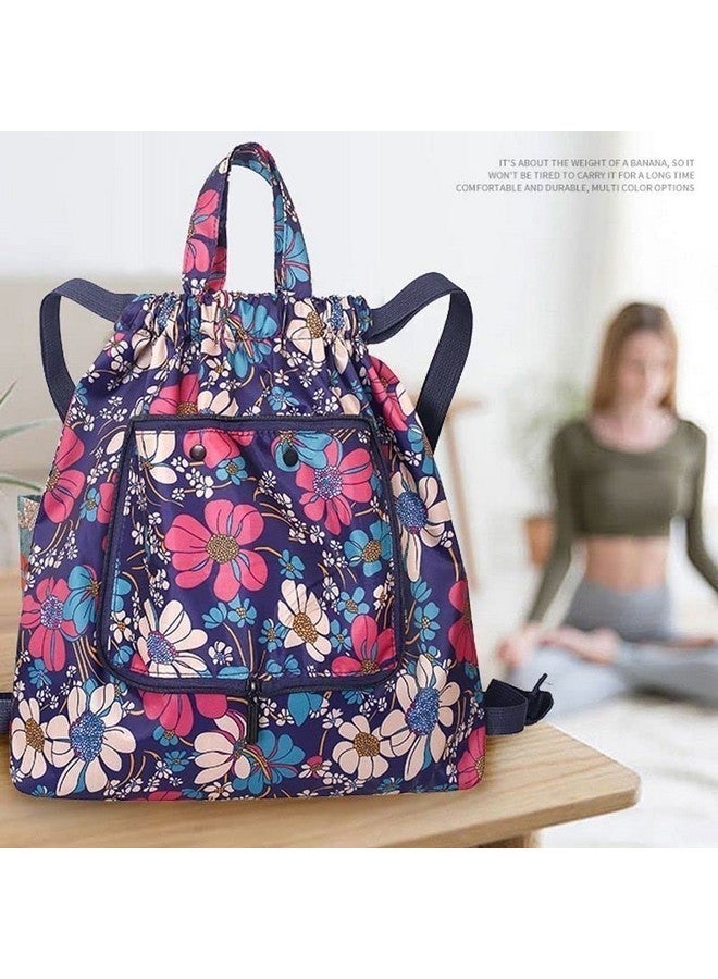 SHIDHMI New Foldable Large Capacity Travel Backpack, Foldable Large Capacity Travel Backpack, Packable Drawstring Backpack, Outdoor Travel Business Travel Storage and Use Bags (BLUE FLOWER) - Image 3