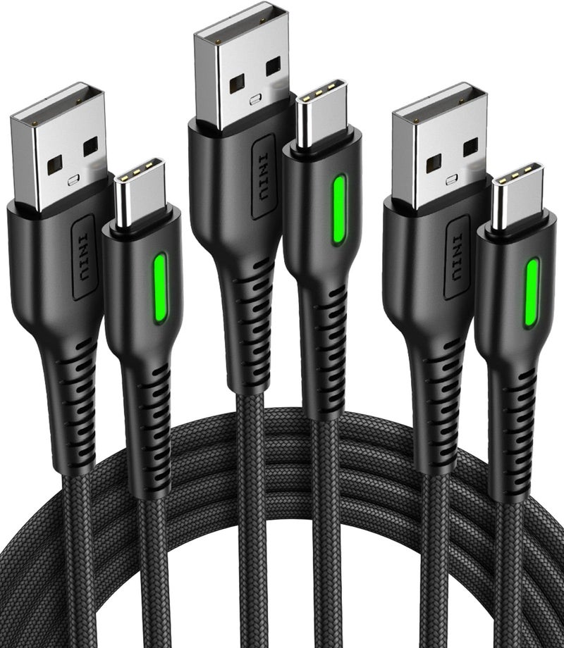 INIU USB to C Cable, 3 Packs [1.6ft+6.6ft*2] 3.1A USB A to USB C Fast Charging Cable, Braided Type C Phone Charger Cord for iPhone 16 15 Pro Samsung Galaxy S21 S20 S10 S9 Pixel LG Android - Image 1