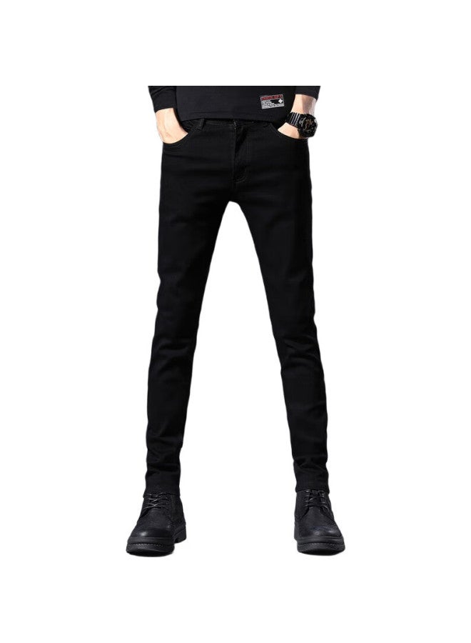 PLAYBOY Denim Jeans For Men, Spring And Summer Casual Pants, Slim Fit Trendy Stretch Skinny Trousers, Black, Size 32 - Image 3
