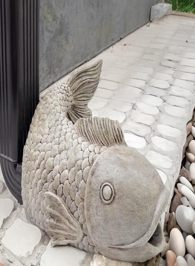 Euiroet Real Fish Sculpture Gutter Diverter Rain,Eco-Friendly Resin Gutter Extender Diverter,Deco Gutter Extension Downspout, Splash Block, Perfect Rain Gutter Downspout Extension for 3"x4" Downspouts - Image 2