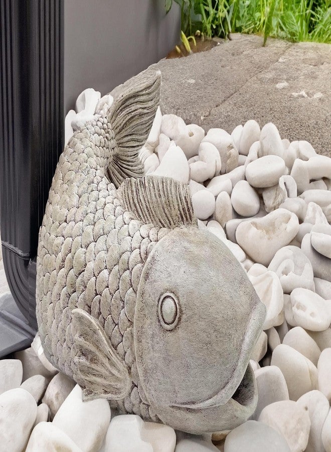 Euiroet Real Fish Sculpture Gutter Diverter Rain,Eco-Friendly Resin Gutter Extender Diverter,Deco Gutter Extension Downspout, Splash Block, Perfect Rain Gutter Downspout Extension for 3"x4" Downspouts - Image 1